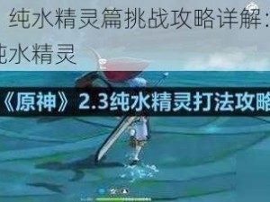 原神攻略：纯水精灵篇挑战攻略详解：掌握技巧轻松击败纯水精灵