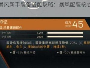 圣歌暴风新手装备搭配攻略：暴风配装核心策略揭秘