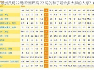 欧洲尺码22码(欧洲尺码 22 码的鞋子适合多大脚的人穿？)