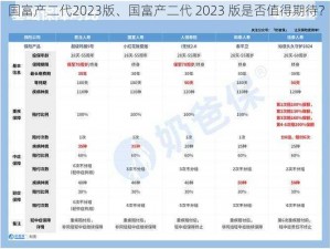 国富产二代2023版、国富产二代 2023 版是否值得期待？