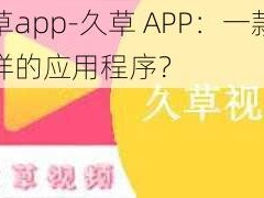 久草app-久草 APP：一款什么样的应用程序？