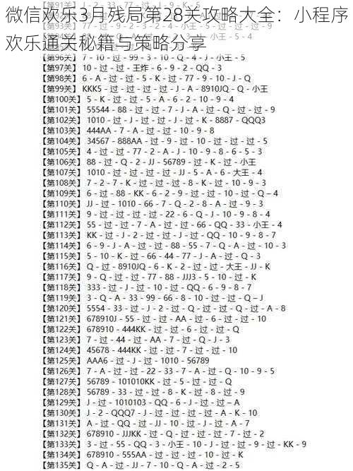 微信欢乐3月残局第28关攻略大全：小程序欢乐通关秘籍与策略分享