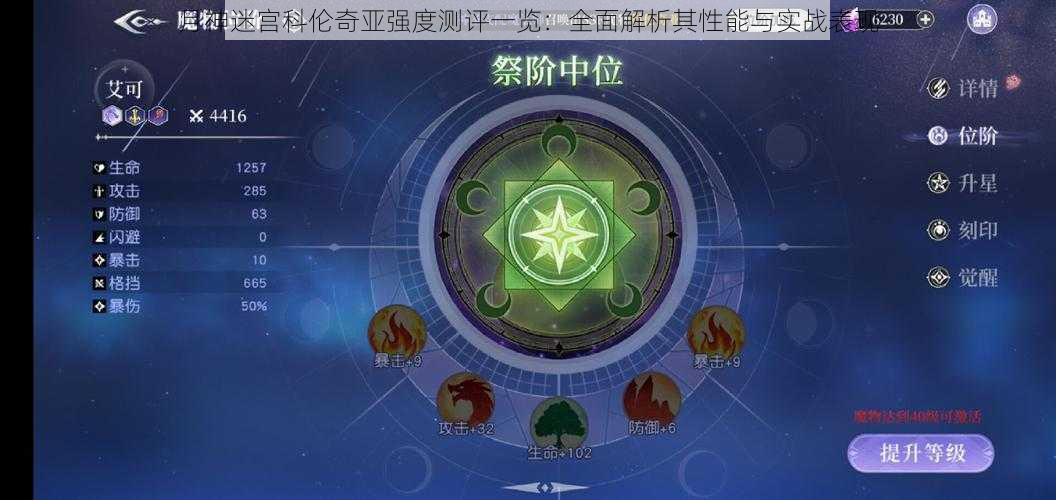 月神迷宫科伦奇亚强度测评一览：全面解析其性能与实战表现