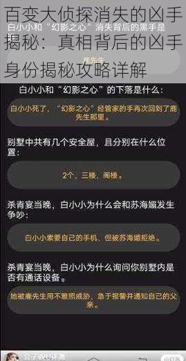 百变大侦探消失的凶手揭秘：真相背后的凶手身份揭秘攻略详解