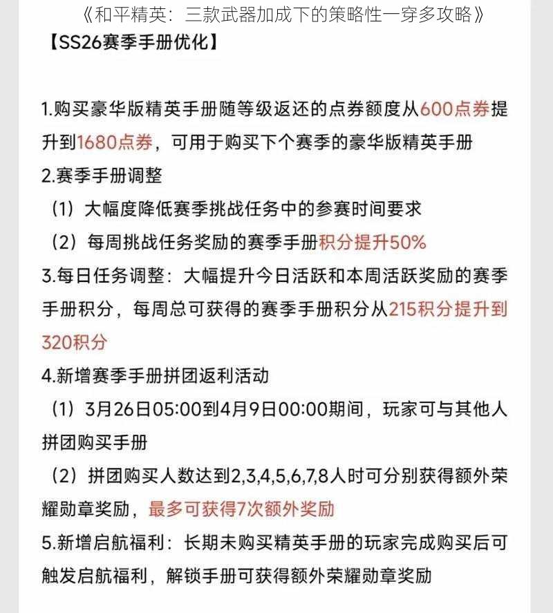 《和平精英：三款武器加成下的策略性一穿多攻略》