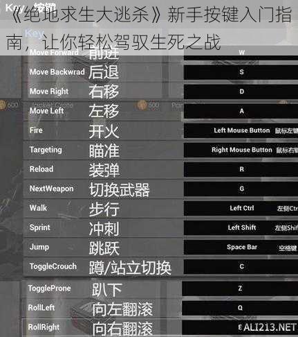 《绝地求生大逃杀》新手按键入门指南，让你轻松驾驭生死之战