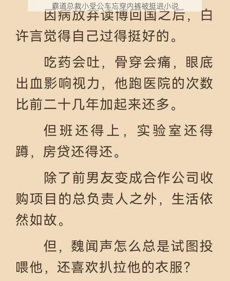 霸道总裁小受公车忘穿内裤被挺进小说