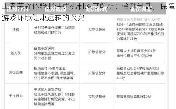 王者荣耀体验服惩罚机制深度解析：合理制裁，保障游戏环境健康运转的探究