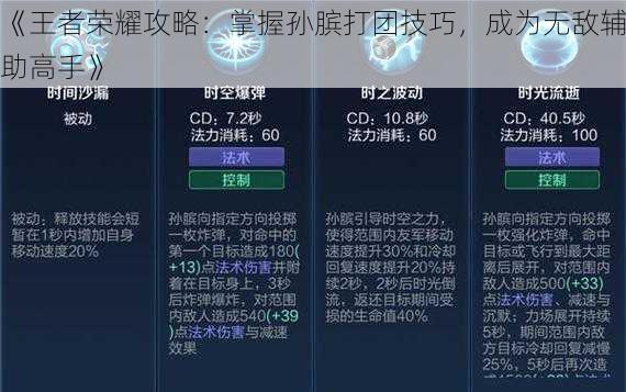 《王者荣耀攻略：掌握孙膑打团技巧，成为无敌辅助高手》