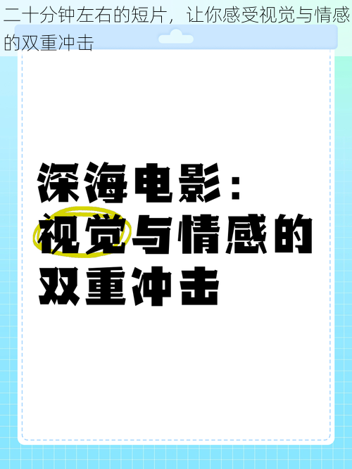 二十分钟左右的短片，让你感受视觉与情感的双重冲击