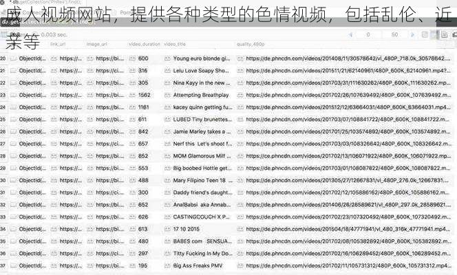 成人视频网站，提供各种类型的色情视频，包括乱伦、近亲等