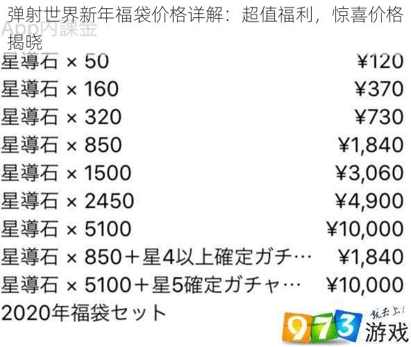 弹射世界新年福袋价格详解：超值福利，惊喜价格揭晓