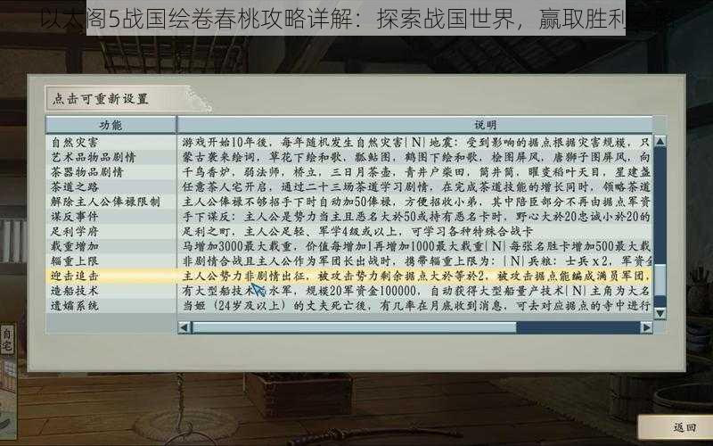 以太阁5战国绘卷春桃攻略详解：探索战国世界，赢取胜利之路