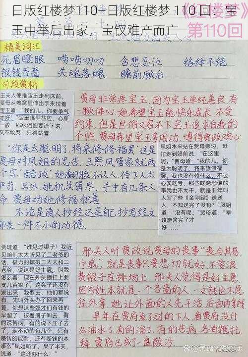 日版红楼梦110—日版红楼梦 110 回：宝玉中举后出家，宝钗难产而亡