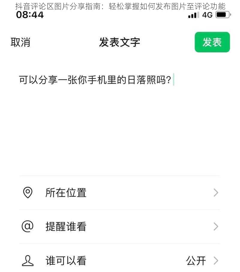 抖音评论区图片分享指南：轻松掌握如何发布图片至评论功能
