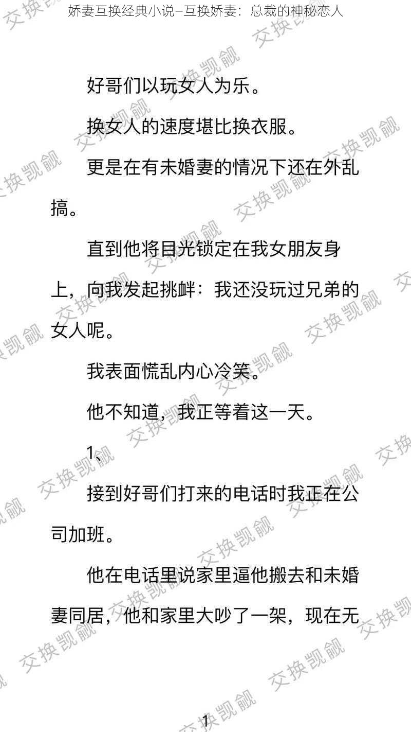 娇妻互换经典小说—互换娇妻：总裁的神秘恋人