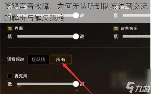 吃鸡声音故障：为何无法听到队友语音交流的解析与解决策略