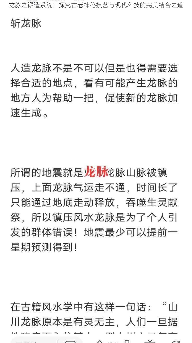 龙脉之锻造系统：探究古老神秘技艺与现代科技的完美结合之道