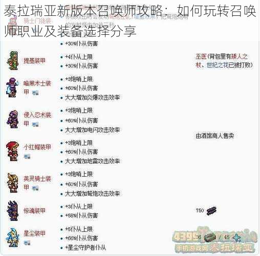 泰拉瑞亚新版本召唤师攻略：如何玩转召唤师职业及装备选择分享