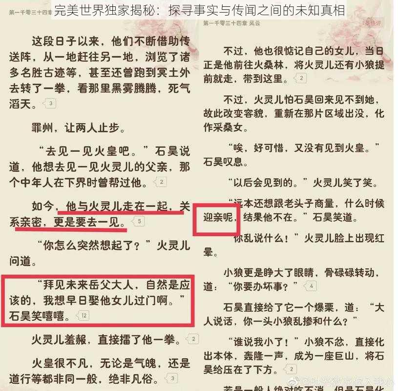 完美世界独家揭秘：探寻事实与传闻之间的未知真相