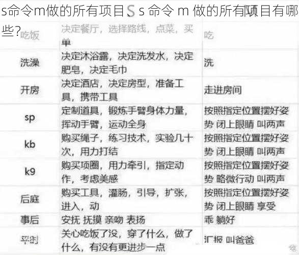 s命令m做的所有项目、s 命令 m 做的所有项目有哪些？