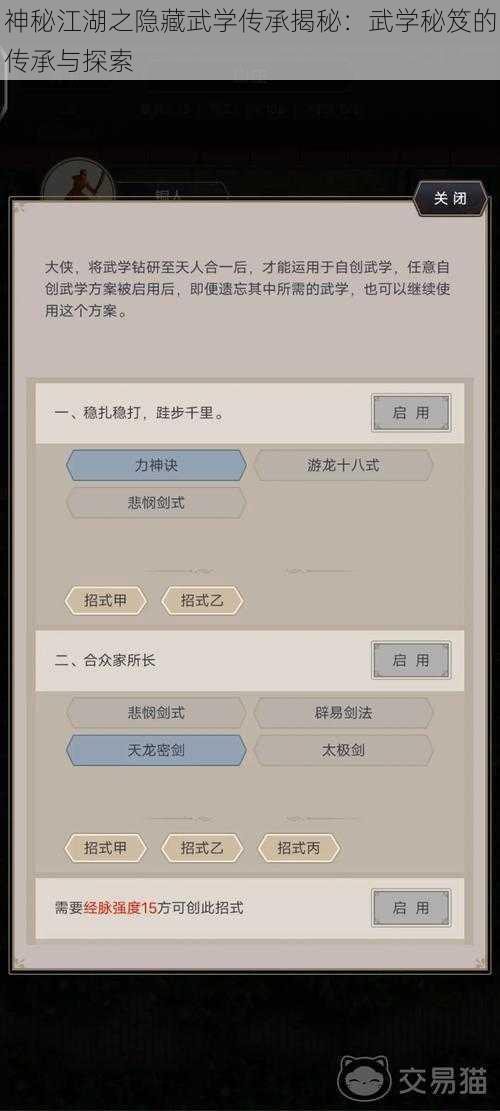 神秘江湖之隐藏武学传承揭秘：武学秘笈的传承与探索