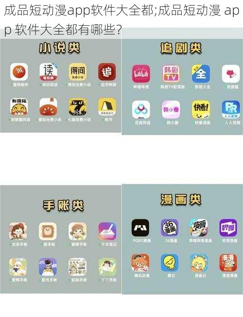 成品短动漫app软件大全都;成品短动漫 app 软件大全都有哪些？