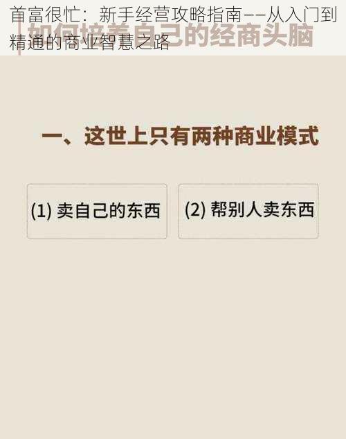 首富很忙：新手经营攻略指南——从入门到精通的商业智慧之路