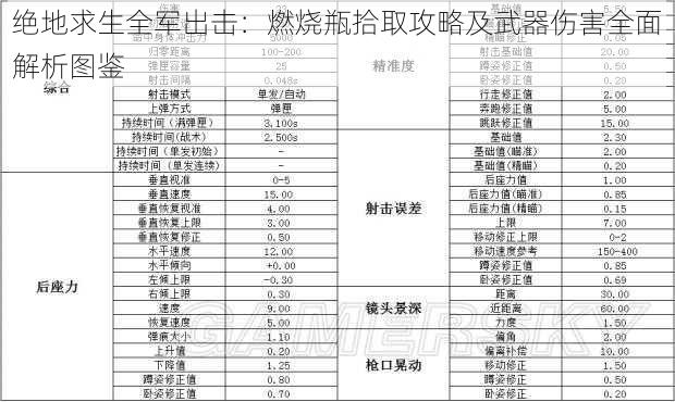 绝地求生全军出击：燃烧瓶拾取攻略及武器伤害全面解析图鉴