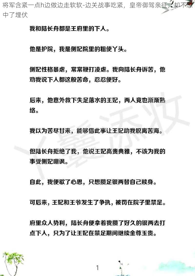 将军含紧一点h边做边走软软-边关战事吃紧，皇帝御驾亲征，却不想中了埋伏