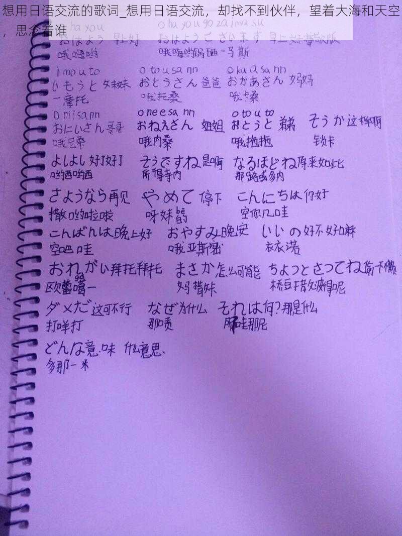 想用日语交流的歌词_想用日语交流，却找不到伙伴，望着大海和天空，思念着谁