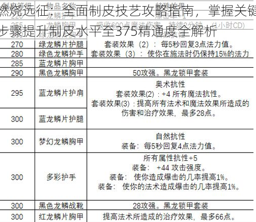 燃烧远征：全面制皮技艺攻略指南，掌握关键步骤提升制皮水平至375精通度全解析