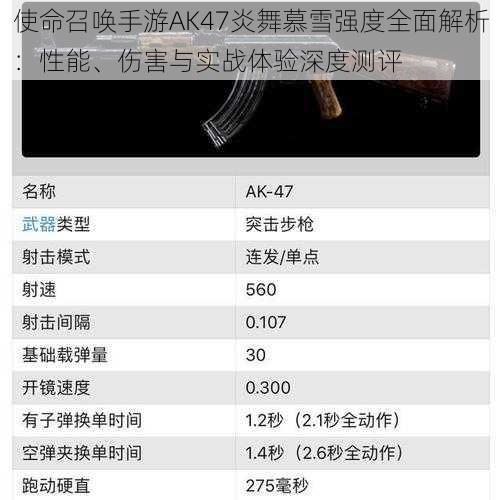 使命召唤手游AK47炎舞慕雪强度全面解析：性能、伤害与实战体验深度测评